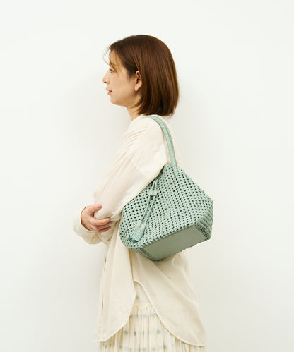 #16/ Tassel tote bag (sage green) / goatskin "GOAT MESH "