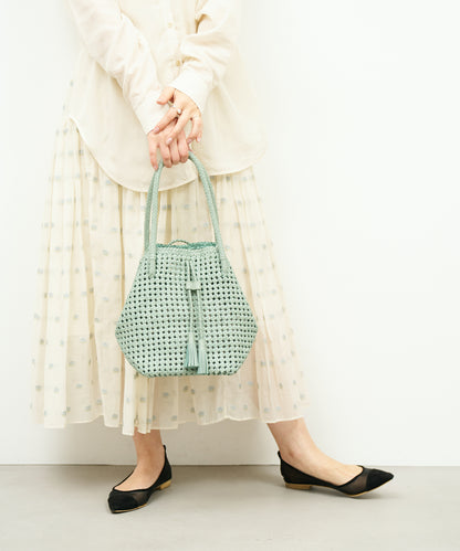 #16/ Tassel tote bag (sage green) / goatskin "GOAT MESH "