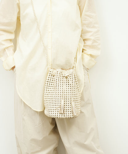 #16/ Tassel bottle shoulder (oatmeal) / goatskin "GOAT MESH "