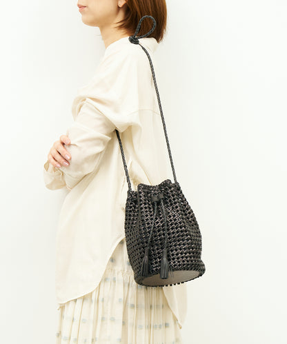 #16/ Tassel bottle shoulder (black) / goatskin "GOAT MESH "