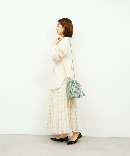 #16/ Tassel bottle shoulder (sage green) / goatskin "GOAT MESH"