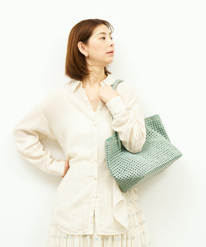 #16/ Book carry (sage green) / goatskin "GOAT MESH"