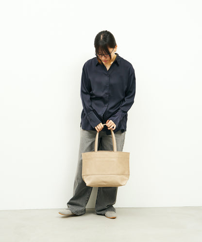 Wide tote bag M - Pink beige / pigskin Hallie