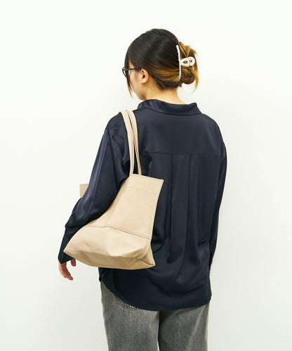 Wide tote bag M - Pink beige / pigskin Hallie