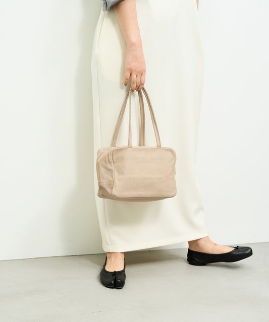 #30/ Square duffel bag XS (pink beige) / pigskin "HALLIE"