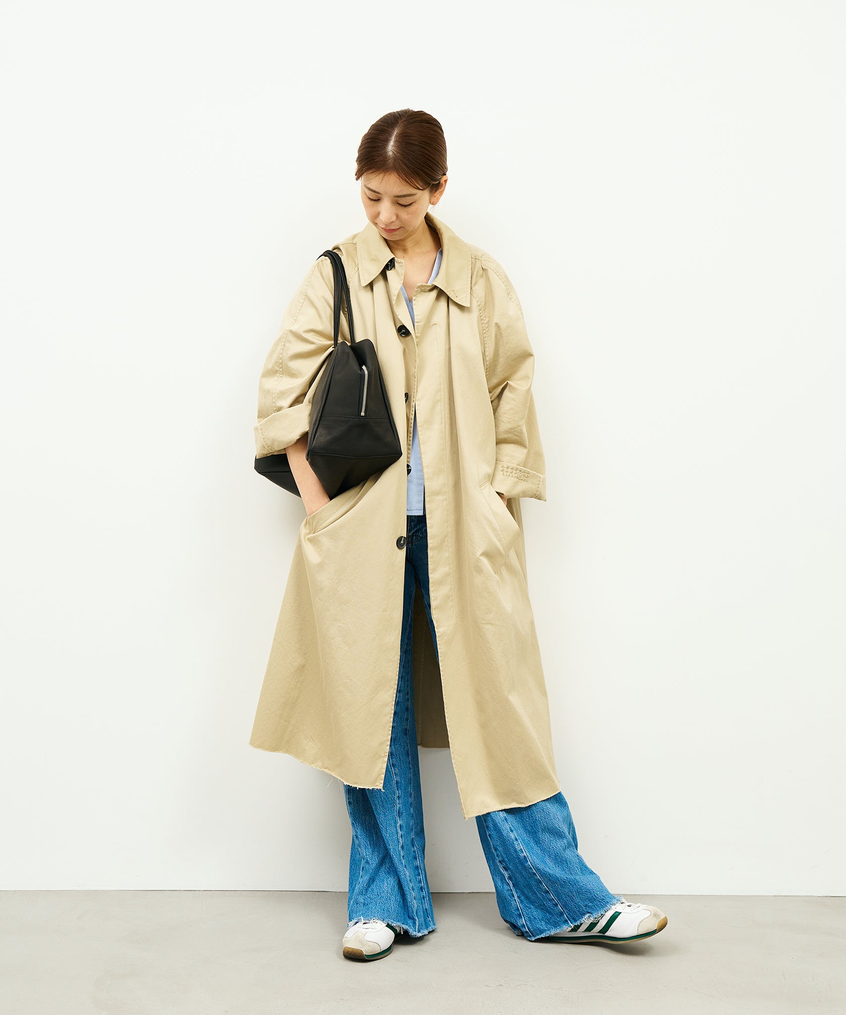 小物 Ren Japanese Leather Square Bag with Zipper - Simple & Lightweight