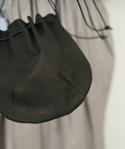 #30/ Balloon pouch (black) / Pigskin "HALLIE"