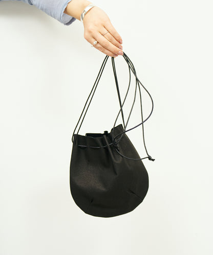 #30/ Balloon pouch (black) / Pigskin "HALLIE"