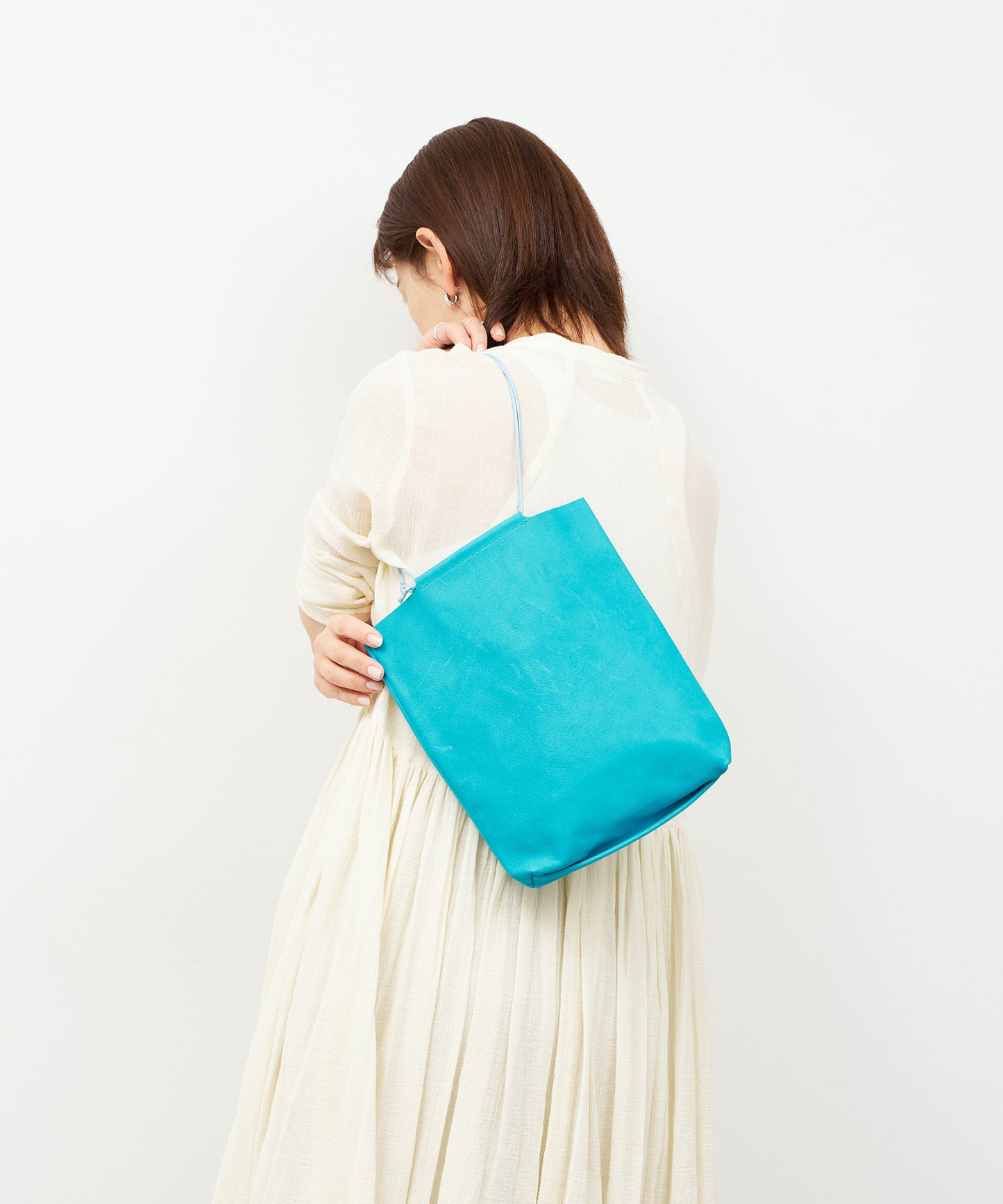 #30《SALE 40%》Mini tote bag (turquoise) / Pigskin "HALLIE"