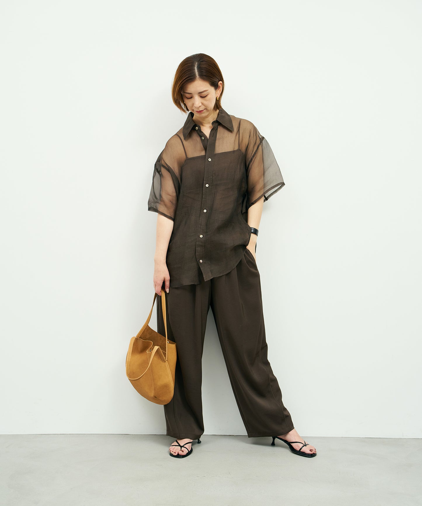 Circle tote bag - Camel / pigskin Hallie