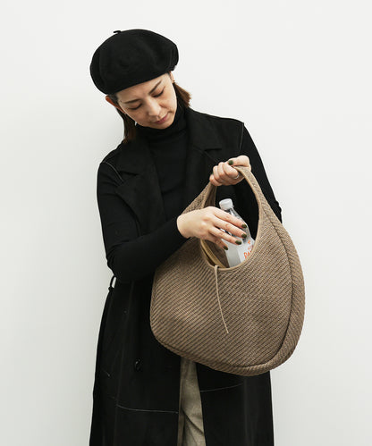 #60/ Circle Basket (marron beige) / sheep skin "SHEEP MESH"