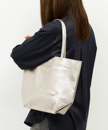 #36/ Lunch bag M (silver) / pigskin "LUSTRA"