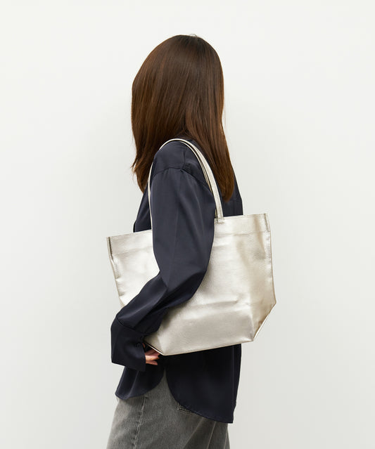 #36/ Lunch bag M (silver) / pigskin "LUSTRA"