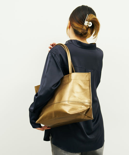 Wide tote M - Antique gold / pigskin Lustra