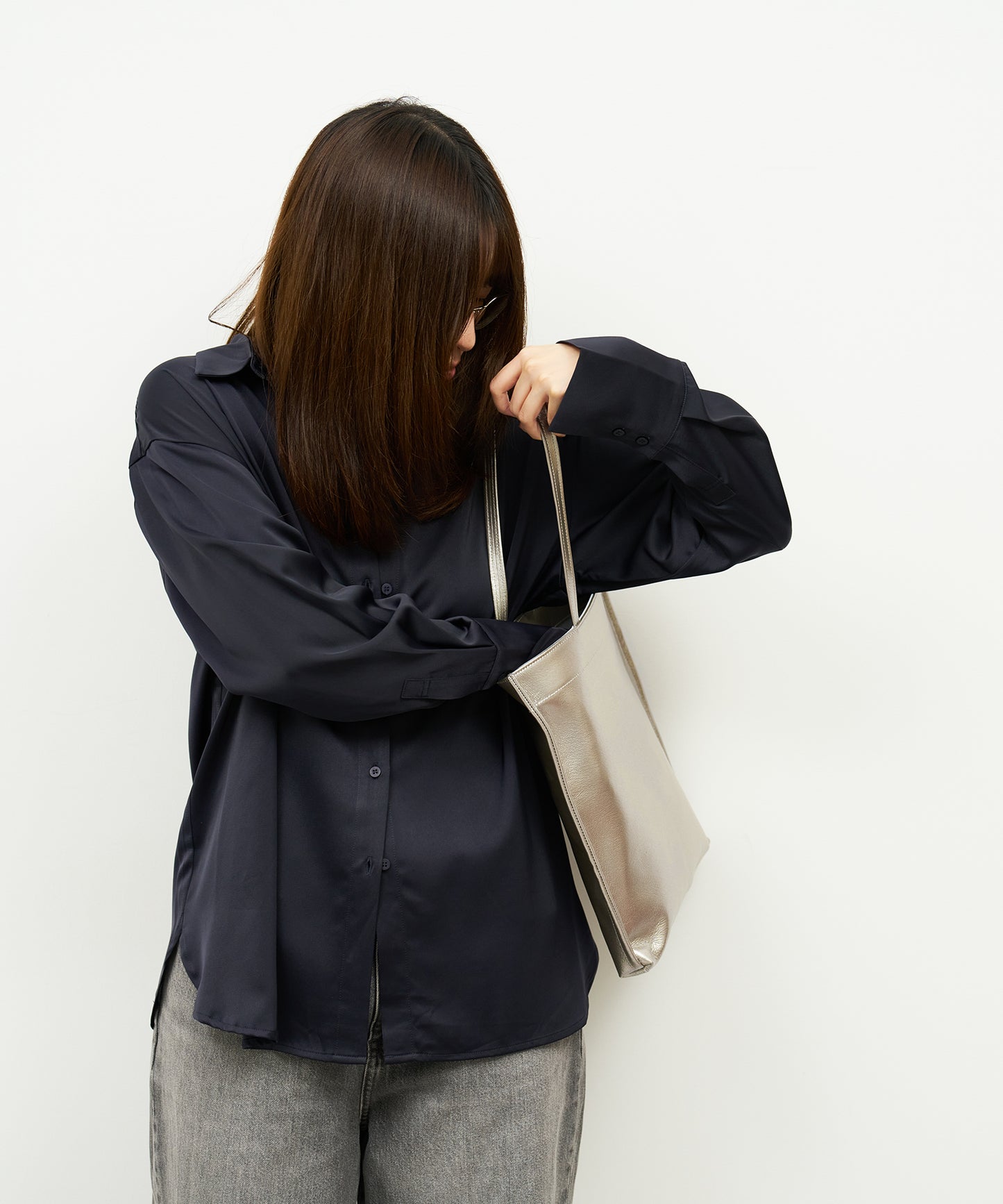 #36/ Document tote (silver) / pigskin "LUSTRA"