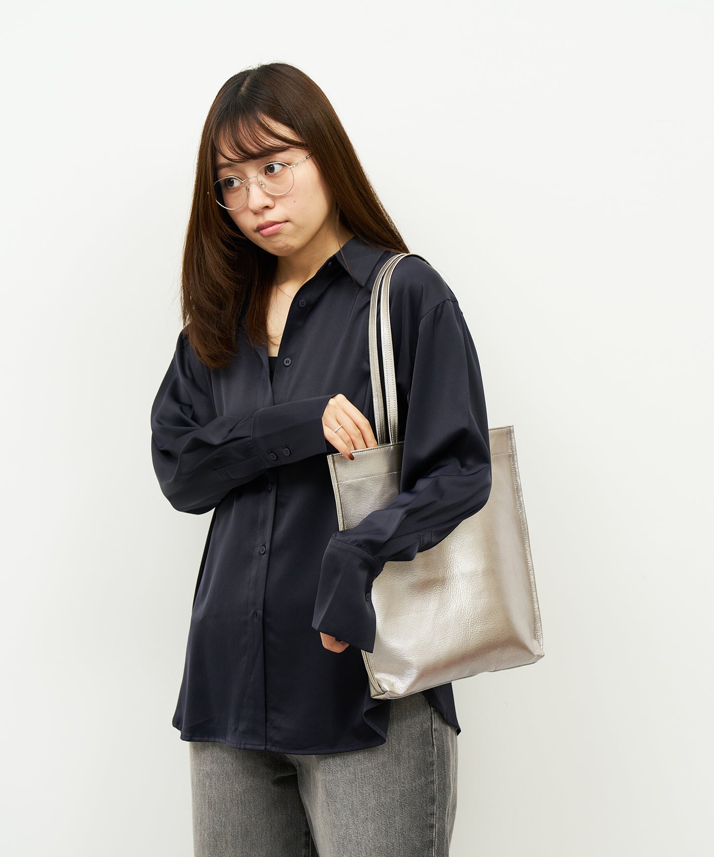 #36/ Document tote (silver) / pigskin "LUSTRA"