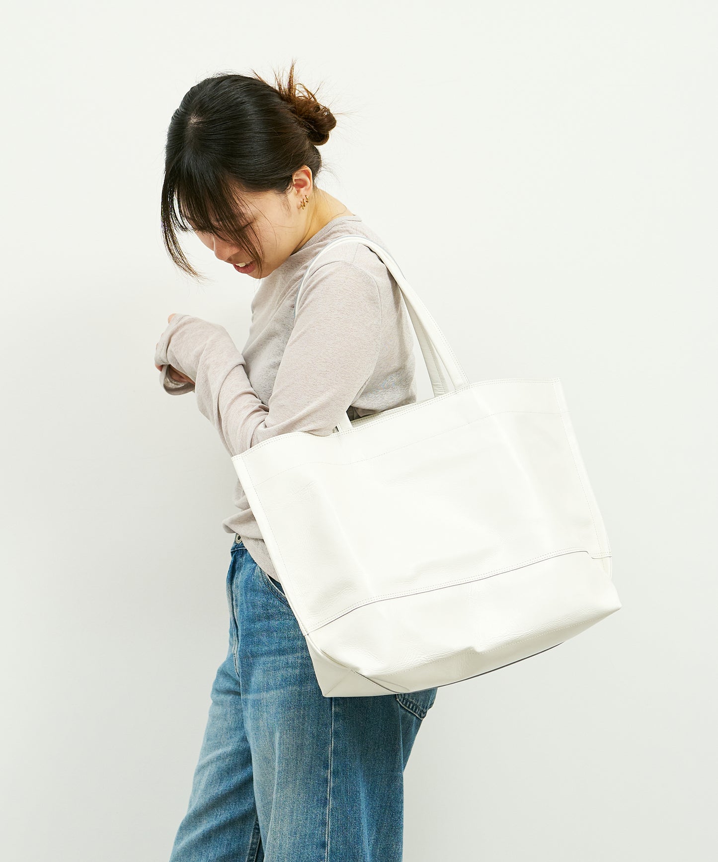 Wide tote bag L / pigskin Cerato