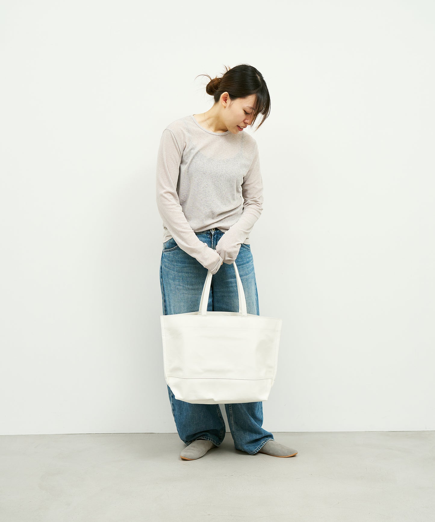 Wide tote bag L / pigskin Cerato
