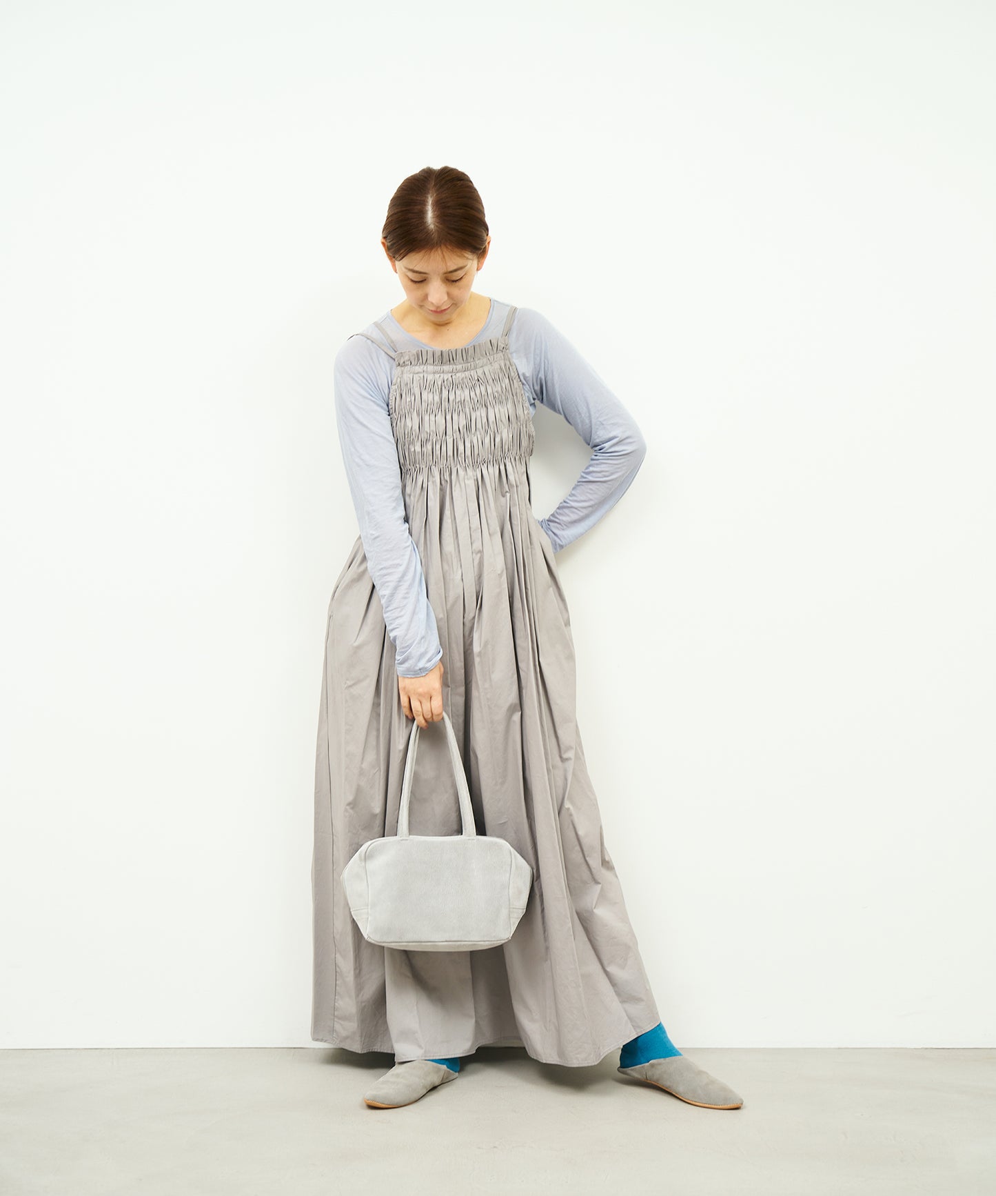 #39/ Square duffle XS (sand gray) / pigskin "Lining Suede"