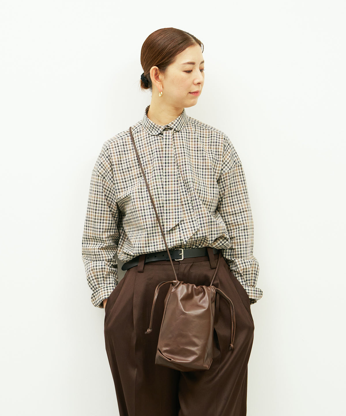 《Limited 5%》Stem Draw - Bitter brown / cowhide Aperto