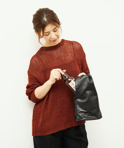 #45/ 袖托特包 (黑色) / 牛皮 "APERTO" 