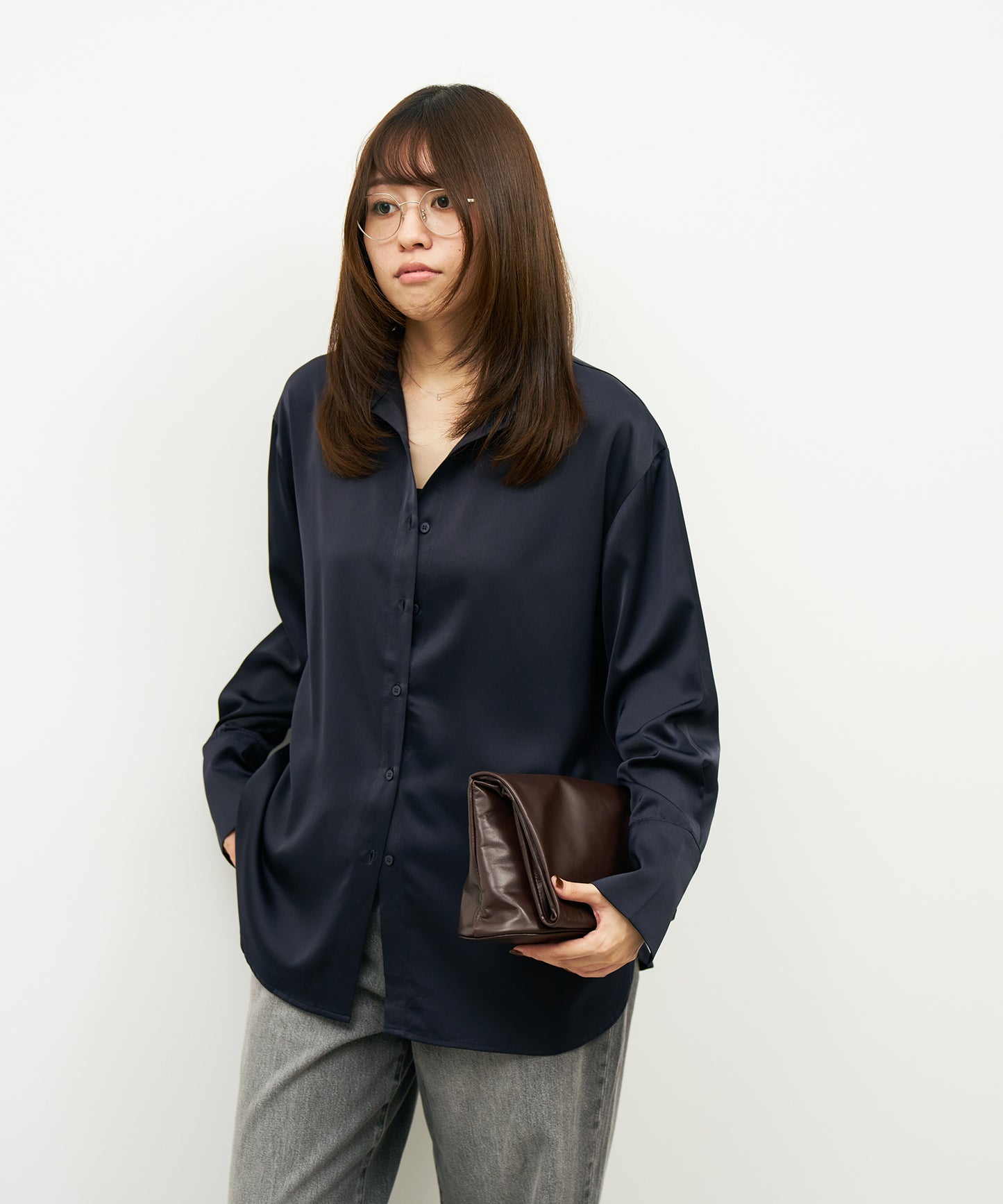 #45/ 袖托特包 (苦棕) / 牛皮 "APERTO" 