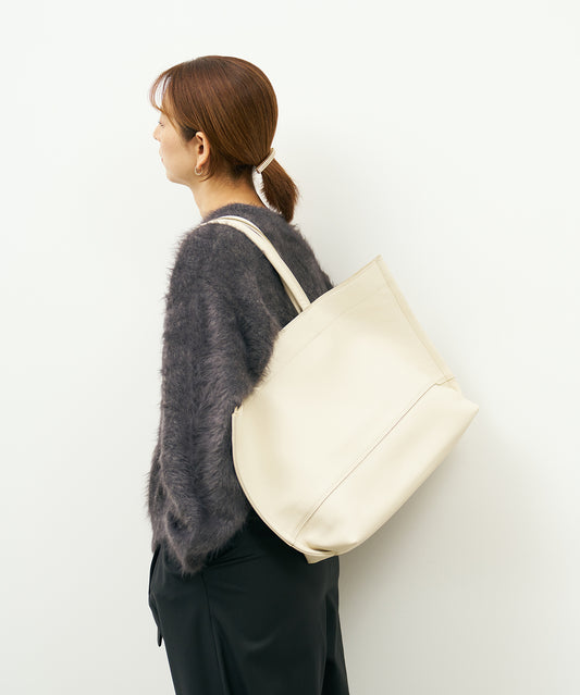 #52b/ Wide tote bag L (ivory) / cowhide "VALENCIA"