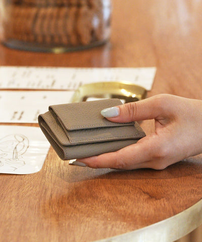 【25AW】#51b/迷你錢包(杏仁灰)/牛皮“PHILIP” 