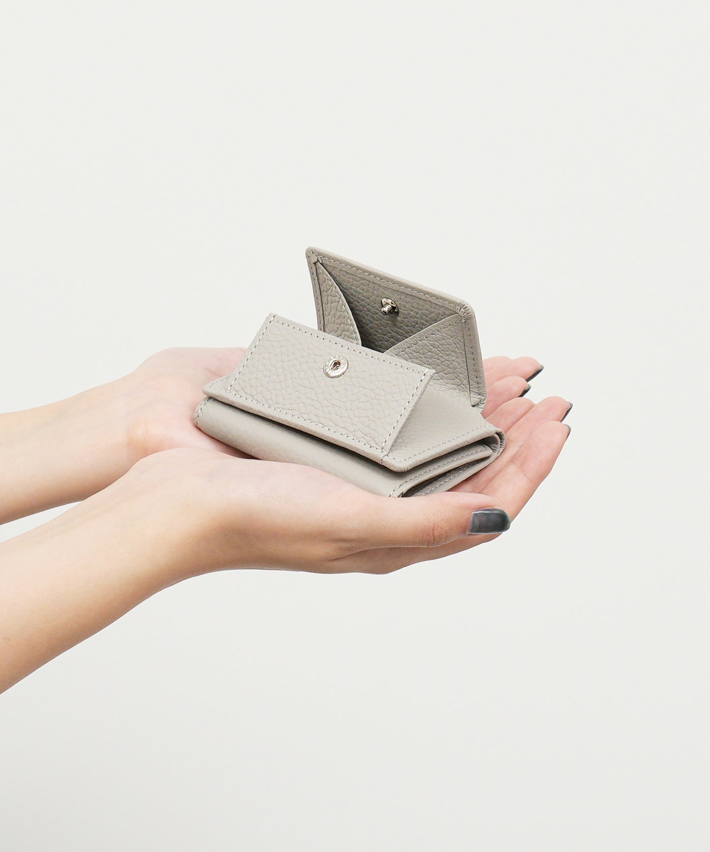 Mini wallet - pale gray / cowhide EN