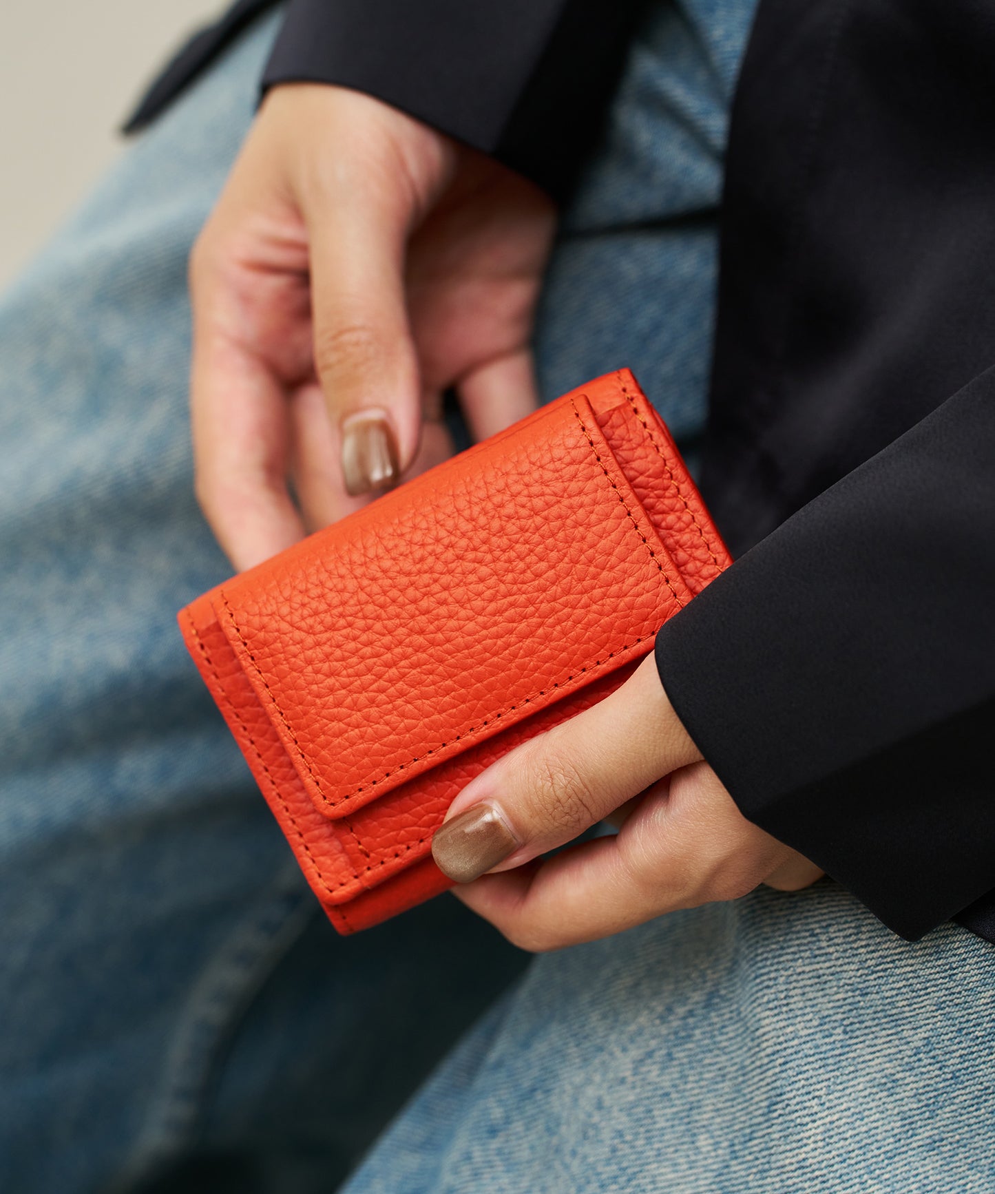 Mini wallet - scarlet / cowhide EN