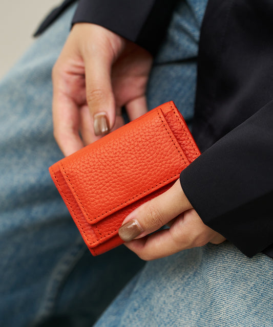 Mini wallet - scarlet / cowhide EN