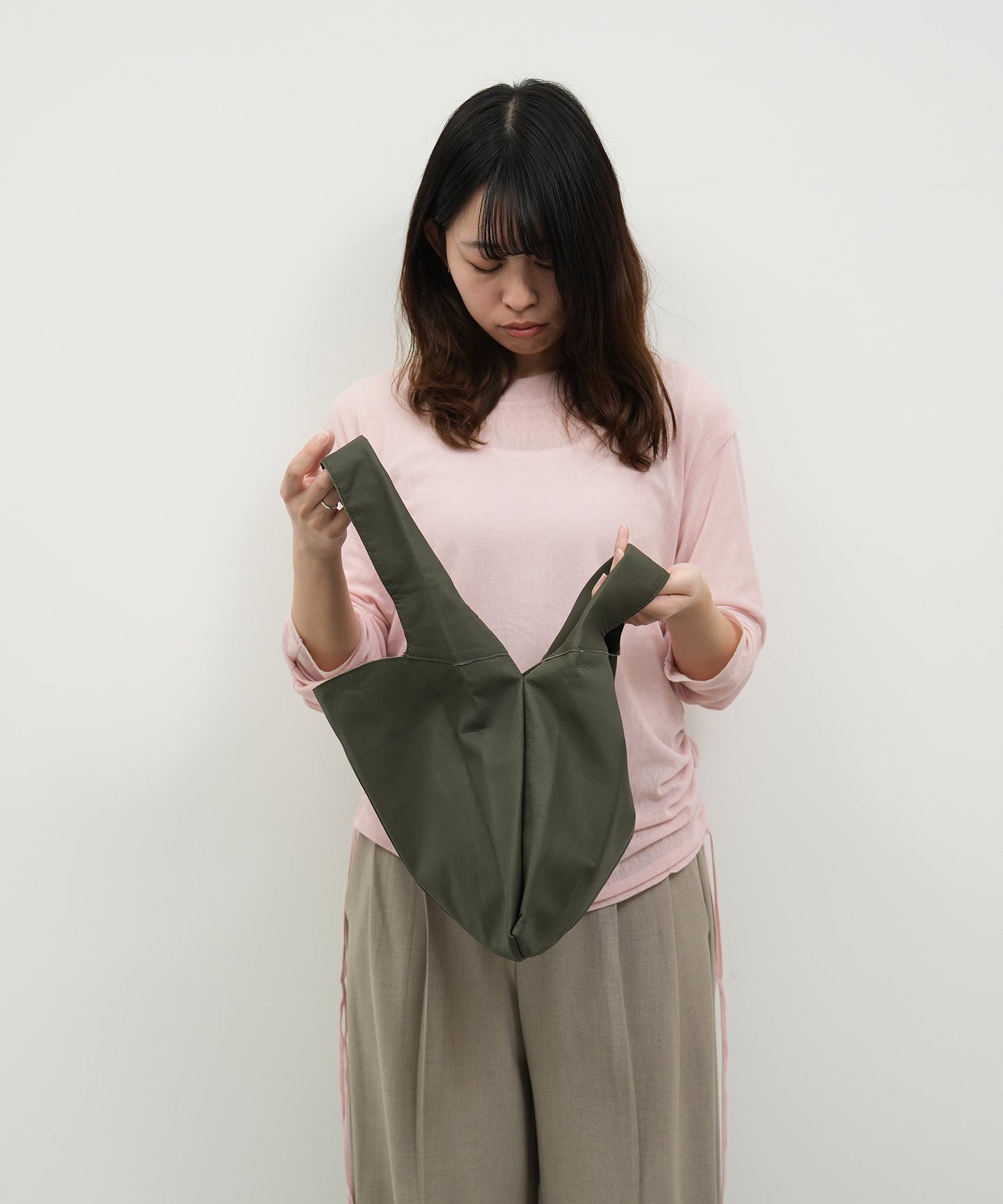 #11 / 2way Reji-bukuro S (olive) / goatskin "BARE"