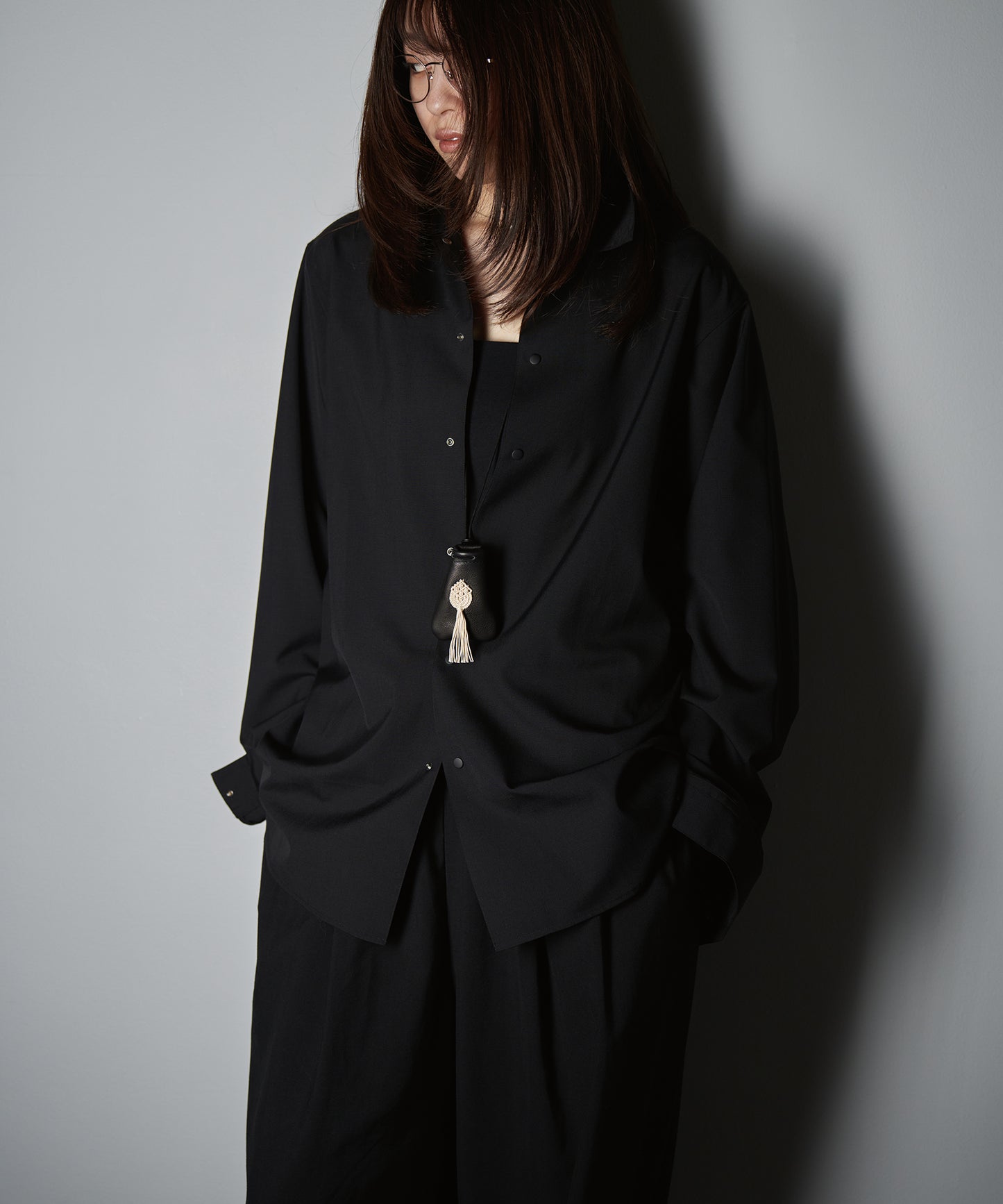 #55/ Amulet Pouch XS (Sawa Matsuda Collaboration / black) / cowhide "BABY BUFFALO"