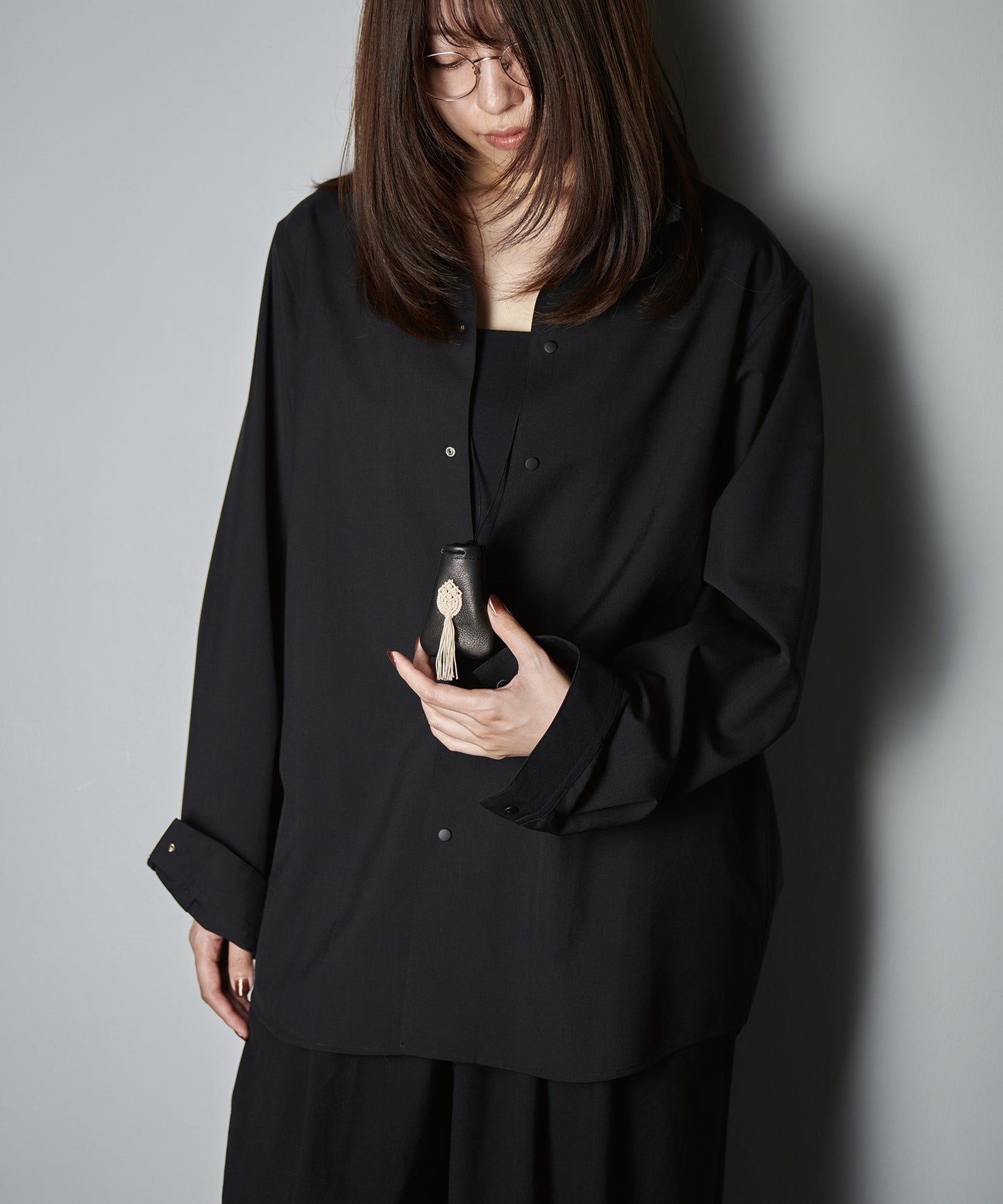 #55/ Amulet Pouch XS (Sawa Matsuda Collaboration / black) / cowhide "BABY BUFFALO"