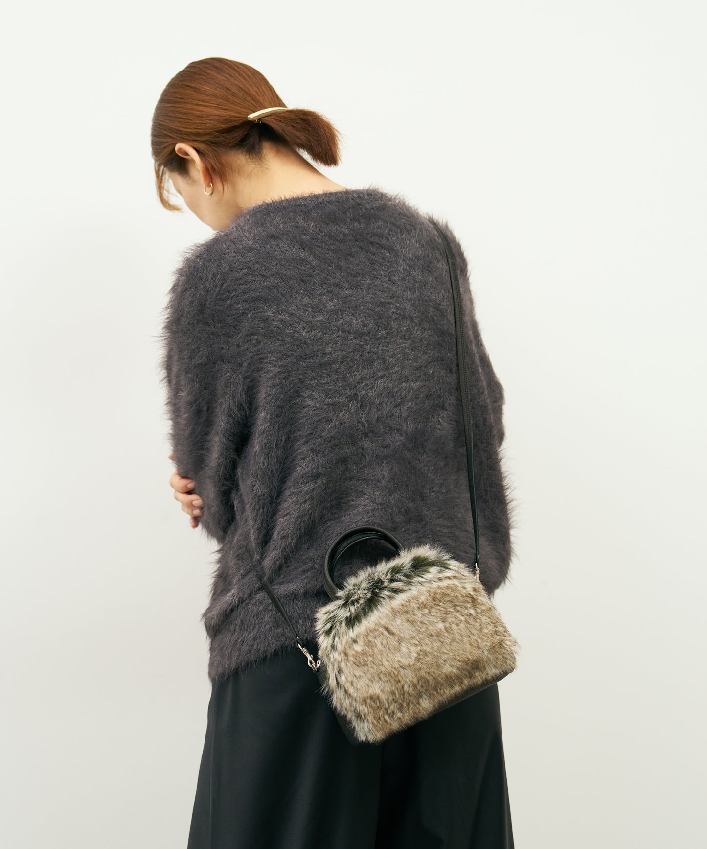 #88a / Micro Boston 2way / Pigskin "HALLIE × Craft fur"