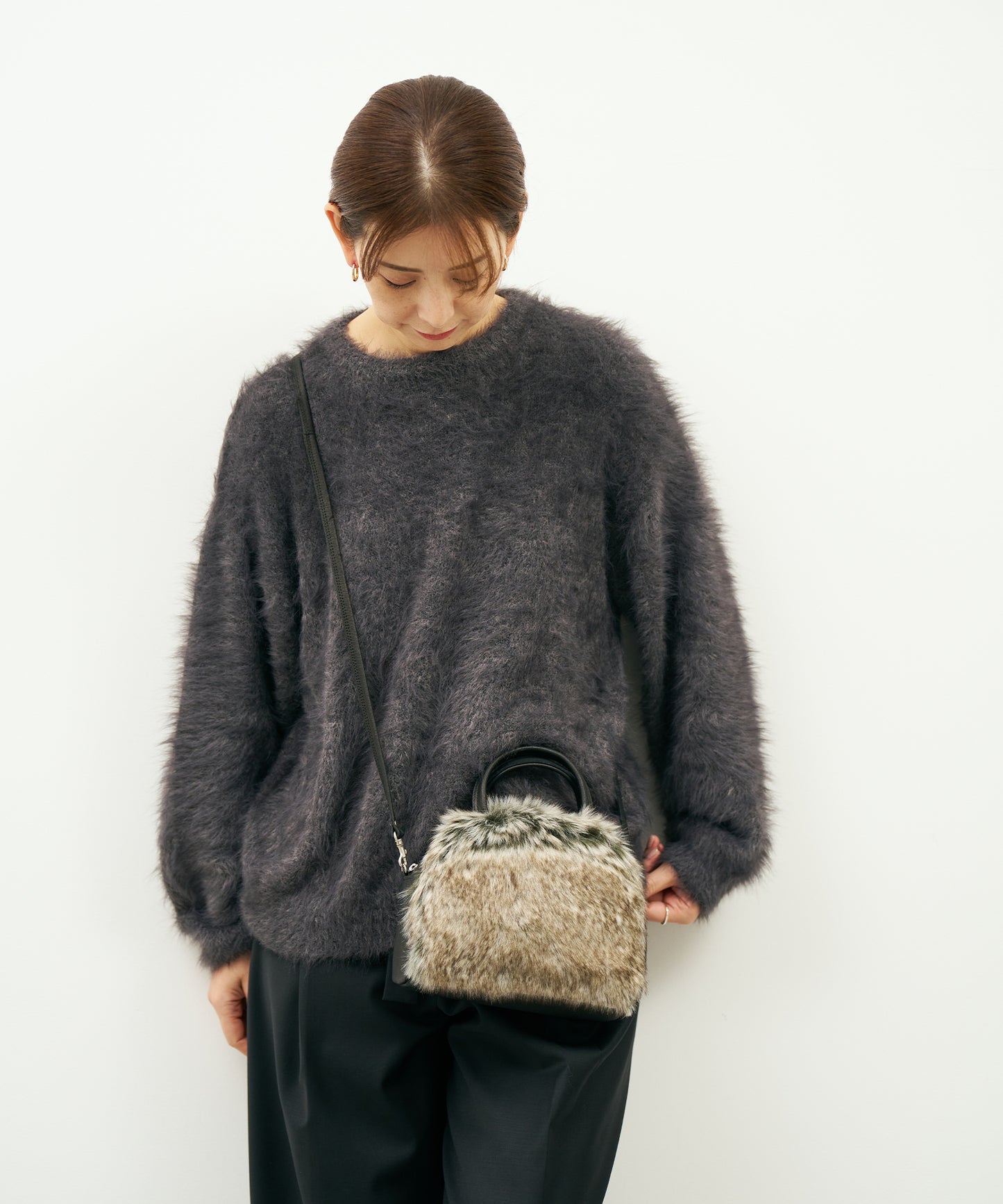 #88a / Micro Boston 2way / Pigskin "HALLIE × Craft fur"