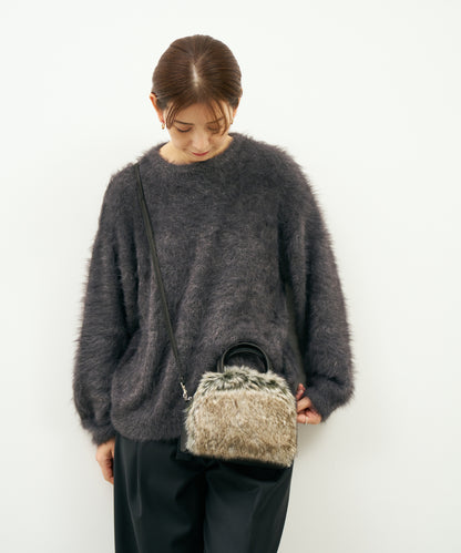 #88a / Micro Boston 2way / Pigskin "HALLIE × Craft fur"