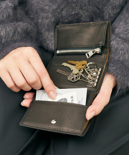 #55/ Key Merge Wallet (black) / cowhide "BABY BUFFALO"