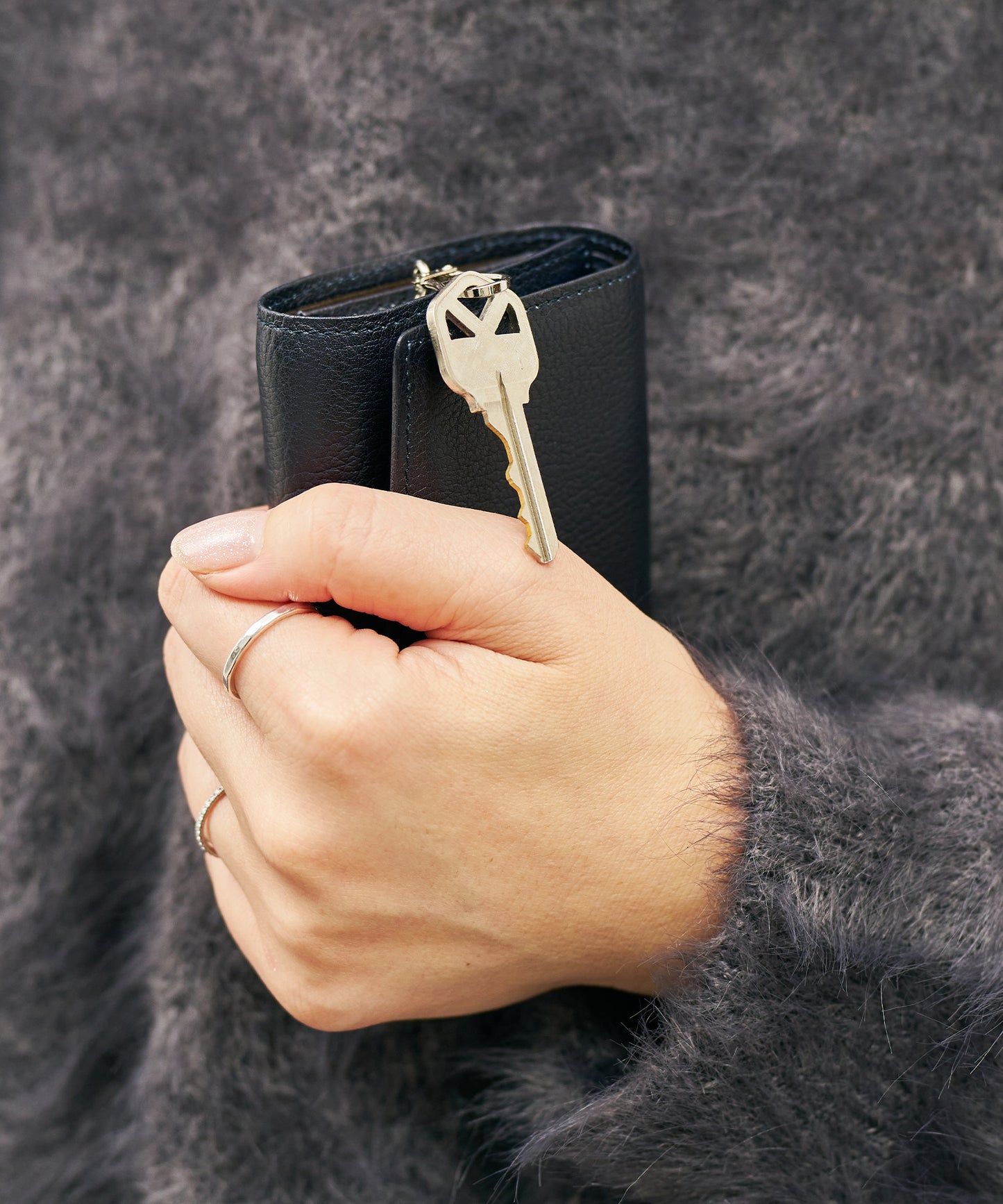 #55b/ Key Merge Wallet (indigo blue) / cowhide "BABY BUFFALO"