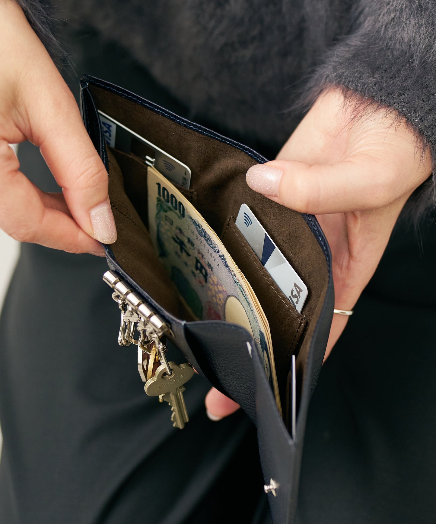 #55b/ Key Merge Wallet (indigo blue) / cowhide "BABY BUFFALO"