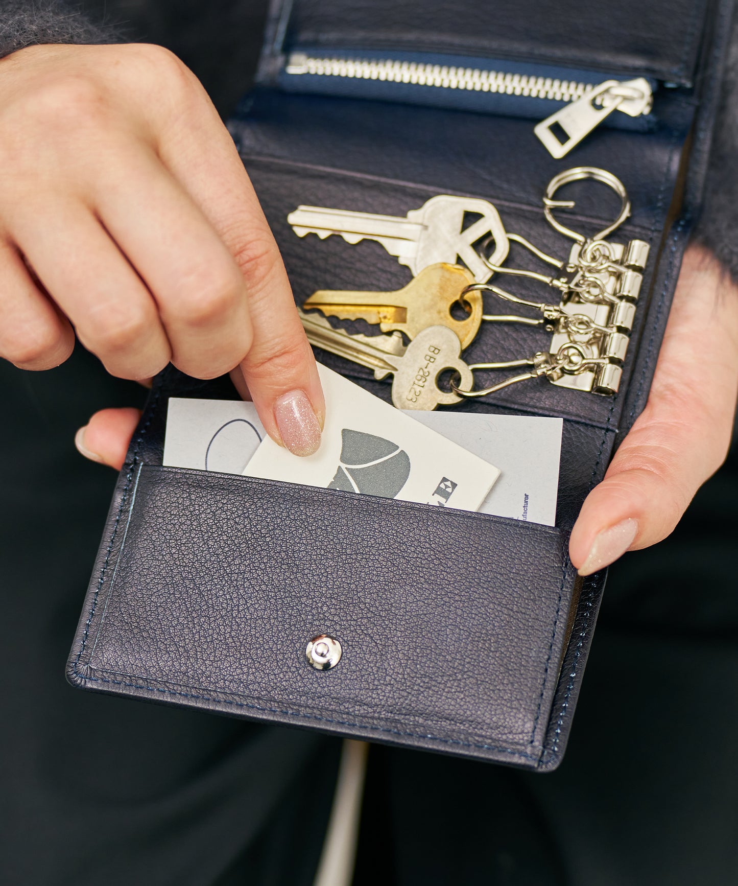 #55b/ Key Merge Wallet (indigo blue) / cowhide "BABY BUFFALO"