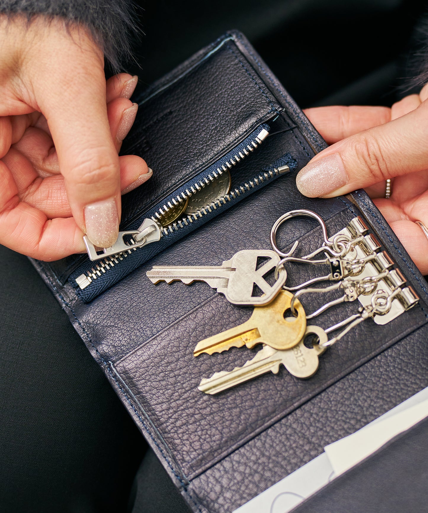 #55b/ Key Merge Wallet (indigo blue) / cowhide "BABY BUFFALO"