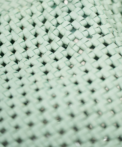 #16/ Basket tote bag L (sage green) / goatskin "GOAT MESH "