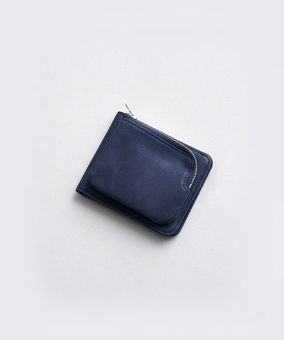 #55b / Patch pocket wallet (Indigo blue) / cowhide 